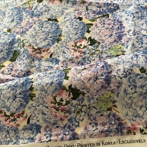 Blue and purple hydrangeas cotton fabric 2 yards